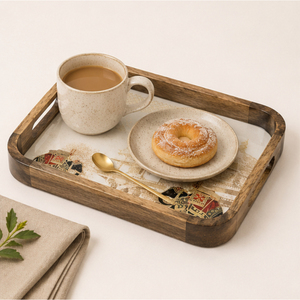 Bandeja de Servir de Madera de Mango Hecha a Mano de Primera Calidad con Estampado de Elefante Real, Plato Decorativo de Madera con Recubrimiento de Esmalte para Comer en Casa - Product Image 6