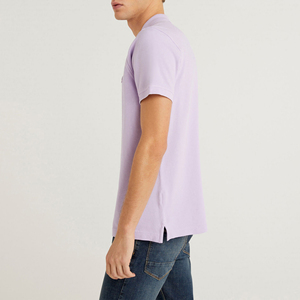 Polo de Manga Corta para Hombre, Color Morado Claro, 100% Algodón Piqué, Diseño Casual, Color Sólido, Transpirable - Product Image 5