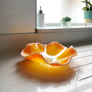 Large Resin Bowl: Handmade Orange & Yellow Decorative Fruit Bowl - Product Image 1