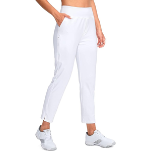 Women's <b>White</b> Golf Pants Elastic Waist Solid Color Breathable Knitted Sporty Fit Casual Spandex/Cotton - Product Image 4
