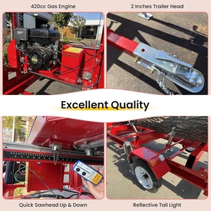 Scierie portative de 32 pouces, scierie de 15 CV avec moteur à essence de 420 cm³, coupe de 32 pouces de diamètre et de 188,74 pouces de longueur, construction en acier robuste - Product Image 2