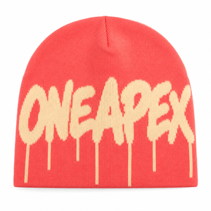 Red Cream Knit Beanie Hat Graphic <b>Winter</b> <b>Cap</b> Unisex Streetwear Fashion Headwear Custom Wholesale OEM Factory - Product Image 5