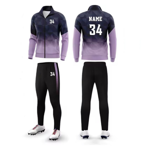 Ensemble de survêtement pour homme bleu dégradé à manches longues avec impression de numéro et de nom, fermeture éclair, ensemble de jogging sportif, vêtements d'automne, polyester respirant - Product Image 6