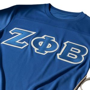Camiseta Azul de la Hermandad Zeta Phi Beta con Letras Griegas, Ropa Deportiva Casual para Mujer, Cuello Redondo, Corte Elegante - Product Image 2