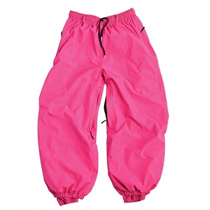 Nouveauté Pantalon de ski et de neige cargo chauffant grande taille ample rose imperméable respirant coupe-vent avec cordon de serrage et bas élastiques pour adulte - Product Image 1