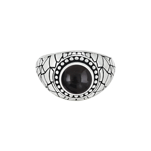 Anillo Vintage de Plata de Ley 925 con Bisel de Ónix Negro y Cabujón de Amatista Natural para Mujer - Product Image 3