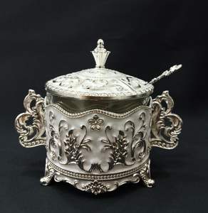 Elegante y Sencillo Tarro Multiusos de Plata Alemana Contemporánea, Regalo Empresarial Más Vendido para Servir Frutos Secos y Azúcar, Regalo Corporativo - Product Image 3