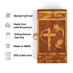 AYAANS Rosewood wooden Hand Carved Wooden Hot Selling cremation Urn <b>Box</b> for Adult Ashes Wholesale Cremation Urns (6X6X11)IN - Product Image 6