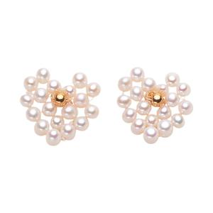 Tilian Original Design Heart-Shaped Freshwater <b>Pearl</b> <b>Earrings</b> 3-4mm Near Round Woven Natural <b>Pearls</b> - Product Image 5