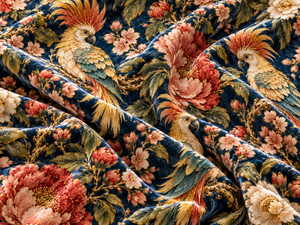Tissu d'ameublement en velours bleu marine à motif floral pour la rembourrage des canapés et des chaises - Product Image 5
