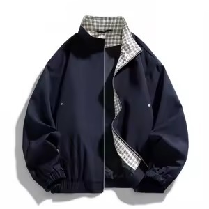 <b>Men's</b> Eco-Friendly <b>Long</b> Washed Front Zipper Loose Lapel Coats & <b>Jackets</b> Simple Versatile Casual Spring Autumn - Product Image 3