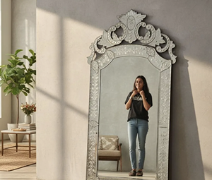 Espejo Veneciano Italiano, Espejo de Pared de Vidrio Tallado a Mano, Decoración de Hogar de Estilo Antiguo Elegante, Adorno de Pared de Lujo - Product Image 2