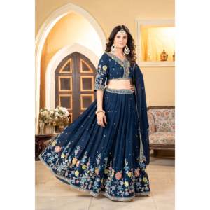 Hermosa ropa de boda Lehenga Choli para fiestas con intrincado trabajo de codificación y secuencia - Product Image 2