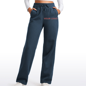 Custom <b>Women's</b> Oversized Straight Leg Sweatpants Mid Waist Fleece Lounge <b>Pants</b> Regular Fit Casual Jogger <b>Trousers</b> Winter ODM - Product Image 1