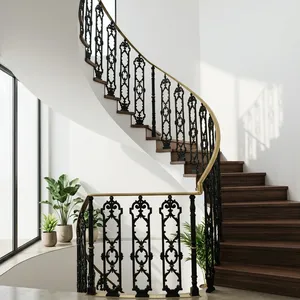 Système de main courante en fer et laiton de qualité supérieure, piliers décoratifs en métal antique pour la rénovation des escaliers domestiques - Product Image 2