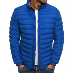 Chaqueta Acolchada para Hombre, Negra, Delgada, con Cierre Frontal de Cremallera, Transpirable, de Poliéster/Spandex, para Uso Casual en Invierno - Product Image 1