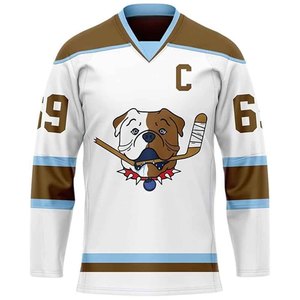 Maillot de hockey de sublimation de haute qualité, uniforme de hockey sur glace personnalisé pour équipe, en coton/fibre de bambou, anti-UV, broderie 3D pour homme, séchage rapide - Product Image 2