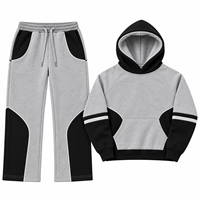 Ensemble de survêtement décontracté Nexfit personnalisé pour homme, avec sweat à capuche et pantalon de jogging, en polaire color block 100 % coton, grandes tailles, vente en gros OEM ODM