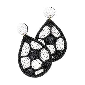 Boucles d'oreilles de football pour femmes faites à la main nouveau Design broderie perlée Style classique forme de boule avec perle diamant pierre principale jour de jeu - Product Image 2