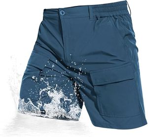 Shorts cargo pour homme, couleur unie, séchage rapide, taille mi-haute, fermeture boutonnée, shorts décontractés, avec poches, tissu Oxford - Product Image 4