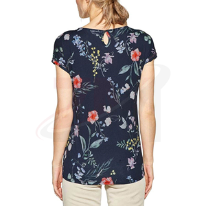 T-shirt à manches courtes pour femmes, imprimé floral, col rond, coupe régulière, en coton, haut décontracté, vêtements de printemps et d'été - Product Image 2