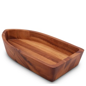 Ensaladera de Madera de Acacia en Forma de Barco, Tazón Grande Hecho a Mano para Servir Ensaladas, Frutas y Bocadillos - Product Image 1