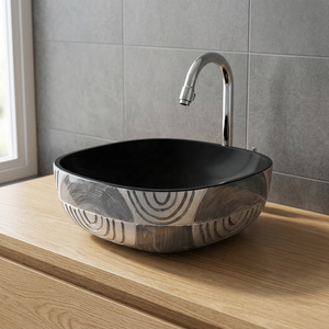 Vistaar Lavabo de table en céramique décoré de qualité export, design de luxe pour hôtel, prix usine Inde - Product Image 2