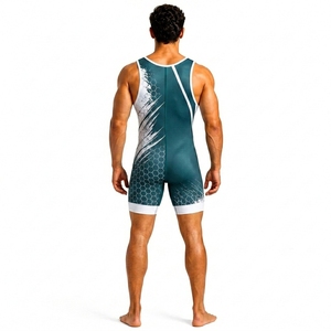 Combinaison de lutte pour homme, impression par sublimation, tissu extensible en spandex et polyester, respirant, séchage rapide, taille adulte - Product Image 2