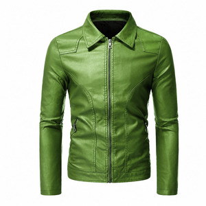 Best Quality Wholesale Price New Fashion Men's <b>Slim</b> <b>Fit</b> <b>Jacket</b> With Fabric Stand Collar Front Logo Streetwear Style Leather - Product Image 4