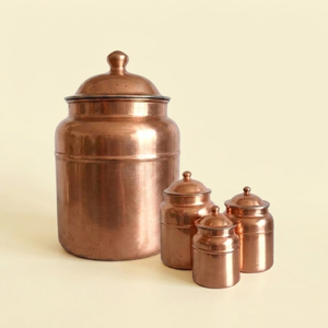 Handcrafted 4-Piece Polished Copper <b>Kitchen</b> Canister Set With Airtight Lids Premium Food Grade Storage Jars for <b>Pantry</b> Organizer - Product Image 4