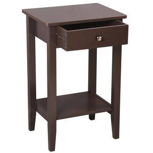 Comodino e Tavolino da Caffè 2-in-1 in Legno Massello Moderno e Lussuoso con Cassetto per Casa e Soggiorno - Product Image 4