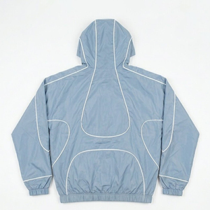 Wholesale Custom Logo Light Blue Men's Polyester <b>Wind</b> <b>Breaker</b> Shorts Sets Summer Breathable Quick Dry Outwear Highstreet Hoodies - Product Image 3