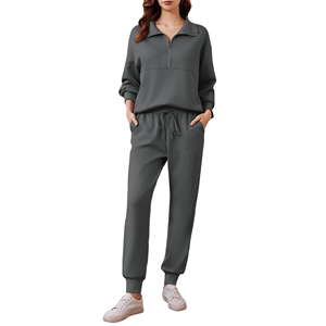 Ensemble 2 pièces pour femmes, tenue décontractée pour le yoga et le pilates, tissu extensible, évacuation de l'humidité, équipement d'entraînement de sport pour femmes - Product Image 1