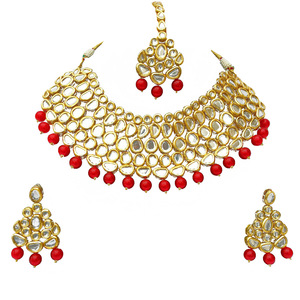 Indian Classic Women's Choker Wedding Engagement Anniversary Party Green Traditional Crystal Kundan Faux Pearl Alloy Gold <b>Gift</b> - Product Image 4
