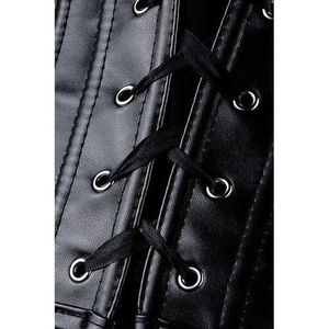Corset en cuir PU noir pour femme avec design ajouré, gaine amincissante à maintien ferme du ventre, fermeture éclair, respirant, taille adulte - Product Image 5