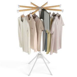 Stendibiancheria Moderno Pieghevole in Bambù da Parete con 40 Scomparti per Uso Interno - Product Image 2