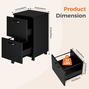 Moderno Armadietto Portadocumenti in Plastica a 2 Cassetti con Ruote Bloccabili, Supporto per Stampante con Vano Portaoggetti per Ufficio Domestico - Product Image 5