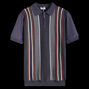 เสื้อเชิ้ตผู้ชายแขนสั้นพิมพ์ลายแบบ Heat-Transfer คุณภาพสูง ใส่สบายสำหรับฤดูร้อน ตัดต่อผ้าแบบ Patchwork ครึ่งซิป ย้อมสีพื้น สไตล์ลำลอง - Product Image 4