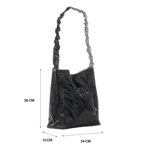 Reversible Tote <b>Bag</b> <b>Large</b> Capacity Metallic Nylon Shoulder <b>Bag</b> Multi Pocket Ruched Strap Handbag For Women Travel <b>Work</b> - Product Image 6