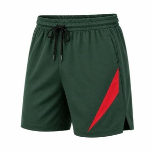 <b>Men</b> Sport <b>Shorts</b> Gray <b>Red</b> Geometric Side Stripe Quick Dry Drawstring Waist Mid Length Knitted Polyester - Product Image 3
