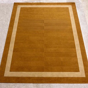 Golden <b>Brown</b> Border Area Rug Minimalist Modern Tufted <b>Wool</b> Rug Contemporary Carpet Luxury Handmade Living Room Bedroom Decor Rug - Product Image 5