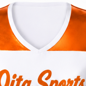 Maillot de cheerleading sans manches sublimé blanc et orange, tenue de sport athlétique pour l'entraînement, la performance et la compétition - Product Image 5
