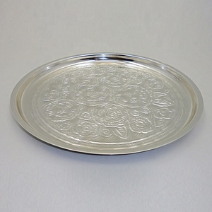 Silver Plated Iron Round Shaped Serving Plates Handmade Kitchenware <b>Dinnerware</b> Factory Wholesale - Product Image 1