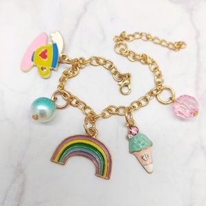 Unicorn Bracelet Chain Whimsical <b>Teacup</b> Colorful Rainbow Ice Cream Bead Accents Epoxy Alloy Graduation Party Everyday Decoration - Product Image 6