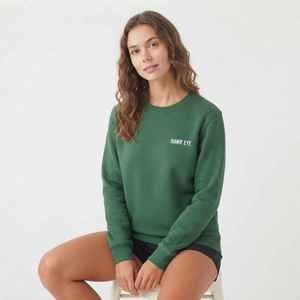 Sweat-shirt vert à col rond pour femme avec imprimé lettres, coupe classique, en coton tricoté, pour l'automne - Product Image 4