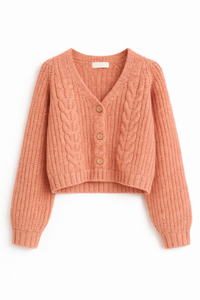 Suéter Cárdigan de Punto Casual para Mujer, Nuevo Estilo Otoñal, Elegante, Cintura Alta, Cuello en V, Detalle Trenzado en la Parte Delantera, Manga Larga, Corte Ajustado - Product Image 4