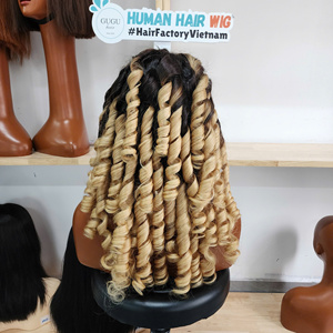 Hot Selling Raw Cuticle Aligned Vietnamese <b>Hair</b> Vendors Bouncy Egg <b>Curly</b> Ombre Blonde Human <b>Hair</b> 13x4 Frontal <b>Wigs</b> - Product Image 4