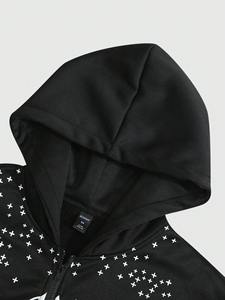 Mens rhinestone oversized <b>hoodie</b> casual streetwear <b>gym</b> wear heavy fabric pullover <b>hoodie</b> winter - Product Image 5
