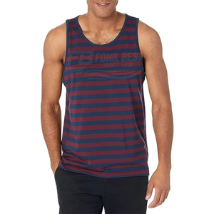 High Quality Men's <b>Striped</b> Knitted Tank <b>Top</b> O-Neck Casual Sleeveless Vest <b>Red</b> Blue Stripe Custom Design And Logo Print - Product Image 1
