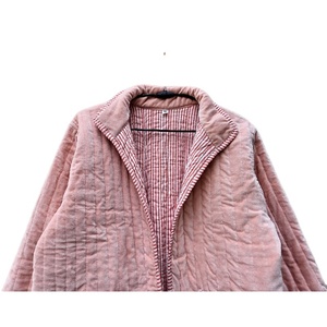 Veste kimono matelassée en velours pour femme, broderie en coton, longueur standard, réversible, ouverte sur le devant, rayures automnales - Product Image 4